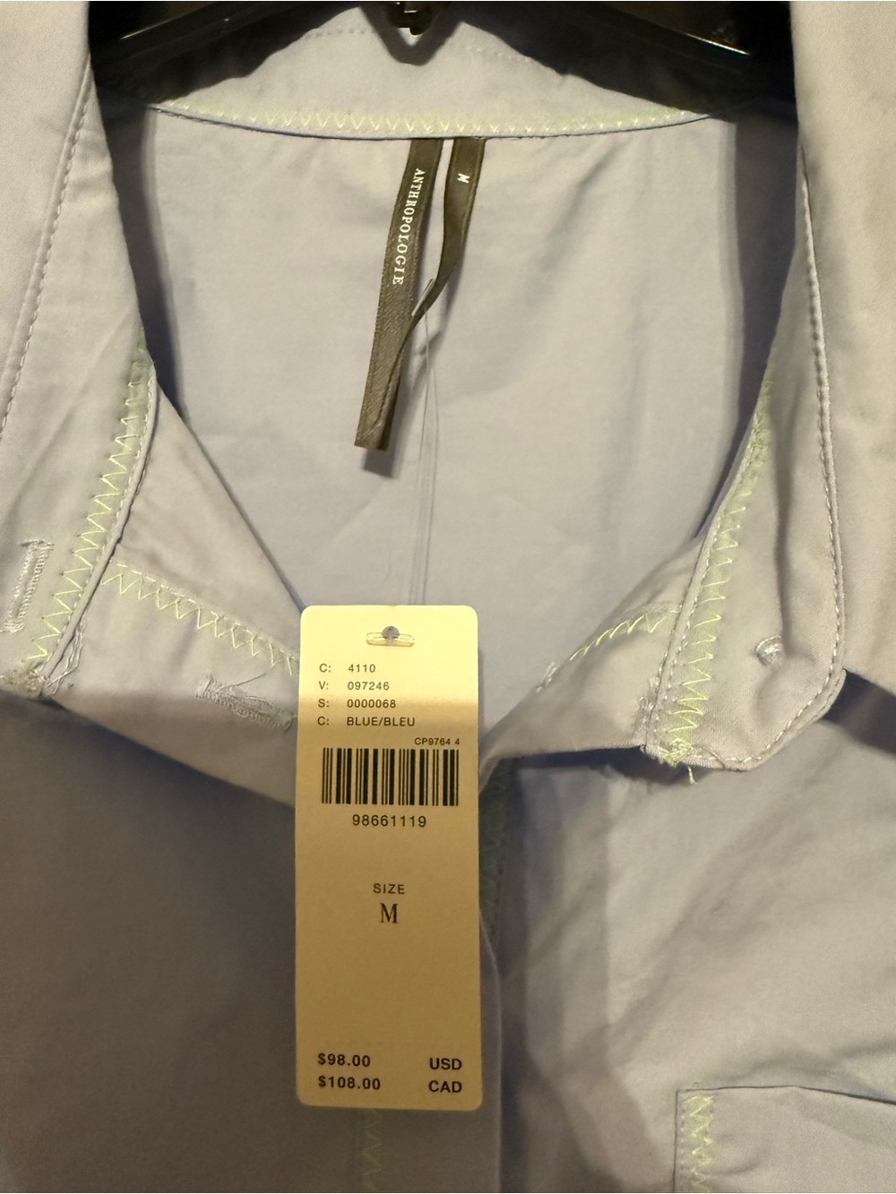 Anthropologie Men’s Pale Blue Casual Button-Down Shirt